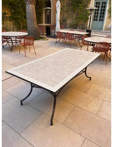 Table de jardin mosaïque ZELLIGE beige