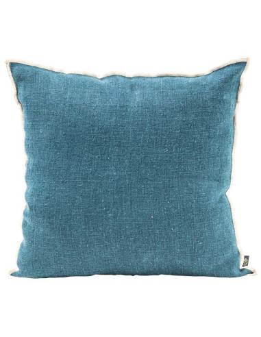 Housse de coussin en lin brut CHENNAI Harmony - Haomy Bleu de prusse 45x45