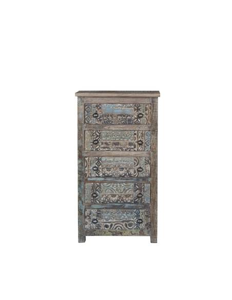 Commode haute en bois sculpté BANGALORE