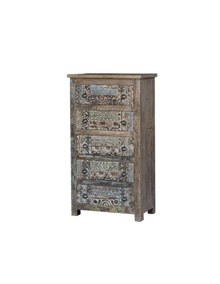 Commode haute en bois sculpté BANGALORE