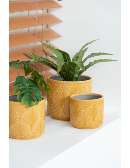 Cache pot Vase pour plantes en céramique précieuse, application de citrons  et fleurs d'oranger sur fond vert, d 30 cm env. RCR m