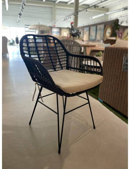 Chaise de jardin en rotin synthétique avec accoudoirs