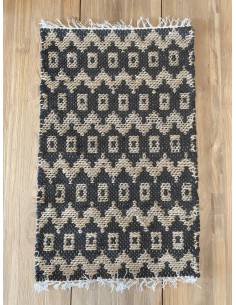 Tapis en jute naturel ETHNIQUE noire