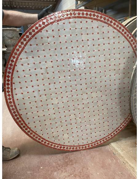 Table d'extérieur mosaïque ZELLIGE rouge