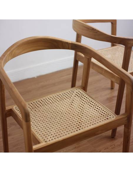 Fauteuil en teck et rotin AKAR