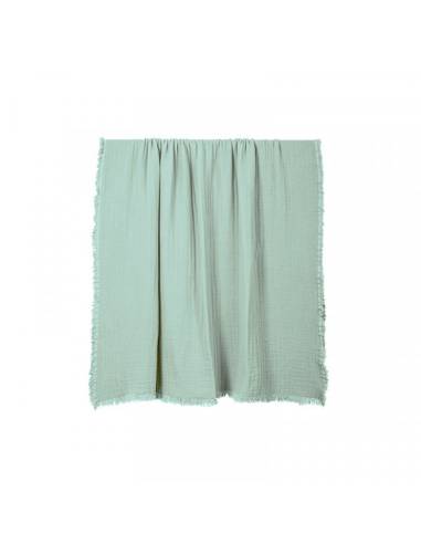 Plaid / Couvre-lit en coton lavé VANLY Harmony - Haomy Céladon