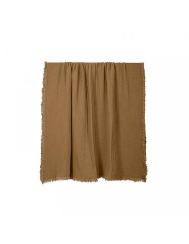 Plaid / Couvre-lit en coton lavé VANLY Harmony - Haomy tabac