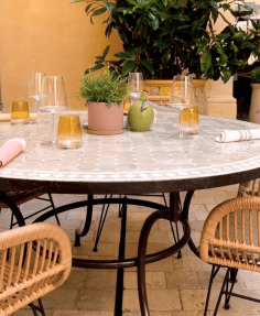 Table de jardin mosaïque ZELLIGE beige