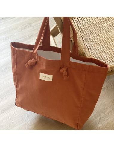 Sac cabas velours rouille