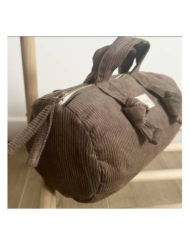 Trousse de toilette polochon en velours caribou