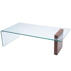 Table basse en verre trempé et bois