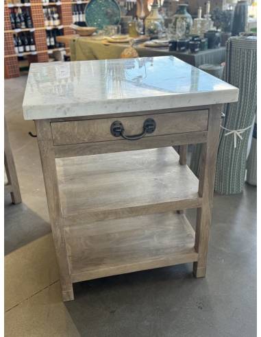 Desserte cuisine bois et marbre