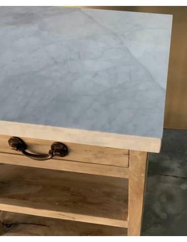 Desserte cuisine bois et marbre