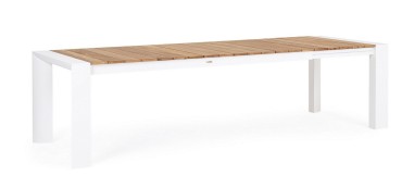 Table extérieure extensible aluminium effet bois blanc CAMERON