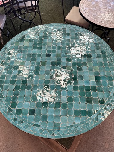 Table de jardin mosaïque ZELLIGE turquoise