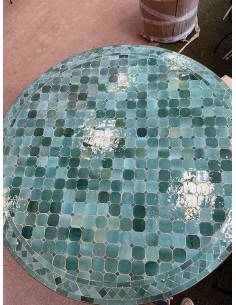 Table de jardin mosaïque ZELLIGE turquoise 2