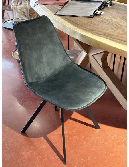 Chaise velours pied noir OSTENDE
