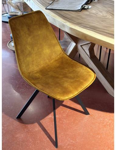 Chaise velours pied noir OSTENDE