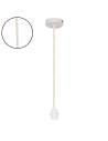 Suspension douille cable tissé blanc beige rosace