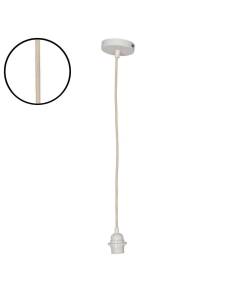 Suspension douille câble coton blanc rosace