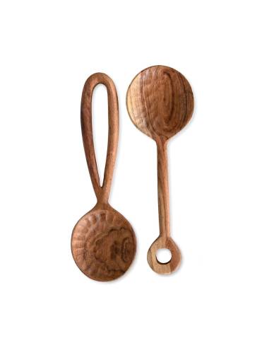 Couverts à salade bois martelé