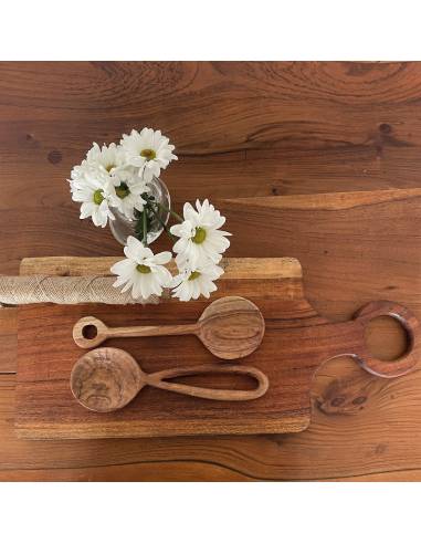 Couverts à salade bois martelé