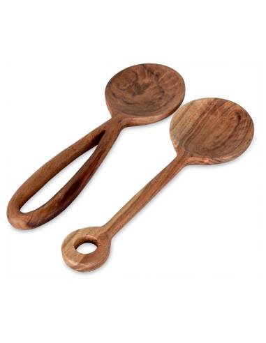 Couverts à salade bois martelé