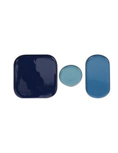 Set de 3 plateaux émaillé bleu 2