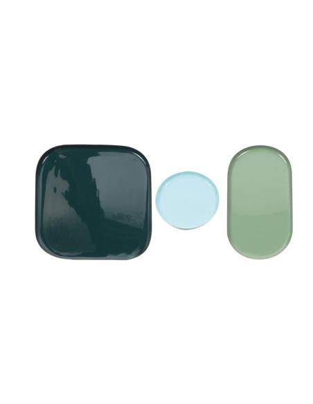 Set de 3 plateaux émaillé vert