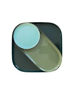 Set de 3 plateaux émaillé vert