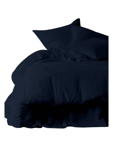 Drap plat en gaze de coton DILI Harmony - Haomy encre