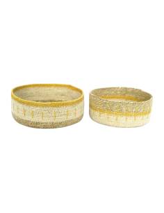 Paniers ronds en jonc de mer LILONG jaune