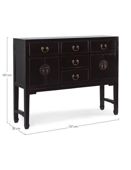 Console 4 volets 5 tiroirs JINAN noire