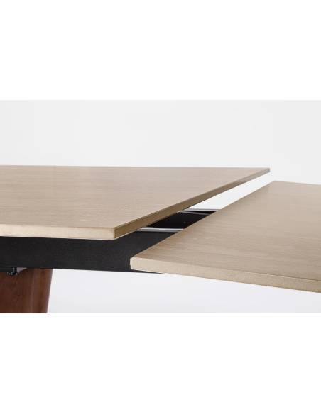 Table extensible en travertin et noyer MAIKKI | La Madeleine Déco