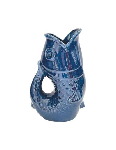 Vase pichet en céramique POISSON bleu