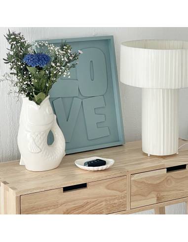 Vase pichet en céramique POISSON blanc cassé