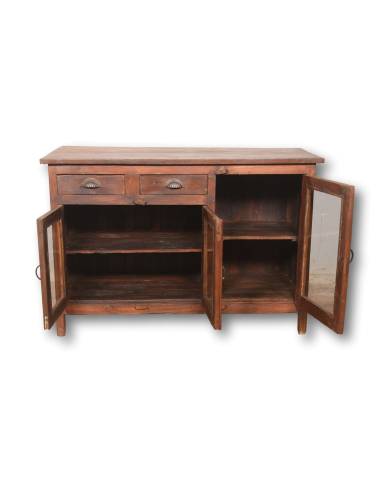 Bahut en bois 3 tiroirs et 2 portes - Rangement pratique et élégant