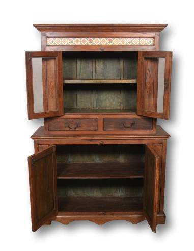 Vaisselier bois 2 portes vitrées et 2 pleines – Élégant et pratique