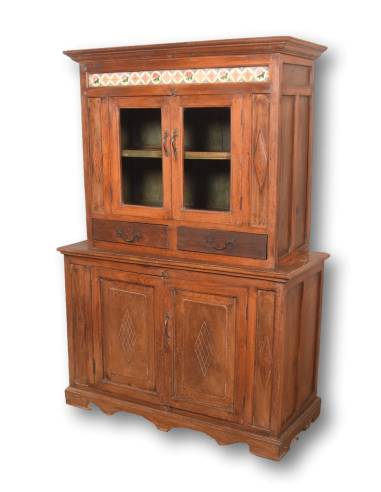 Vaisselier bois 2 portes vitrées et 2 pleines – Élégant et pratique