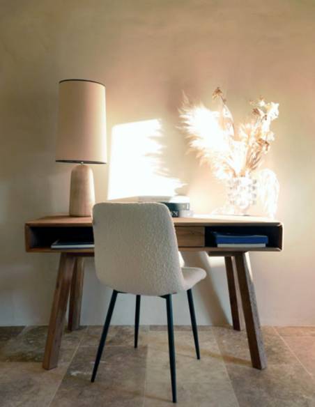 Chaise bouclette blanche MANTA