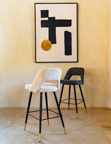 Tabouret de bar velours GAMBETTA