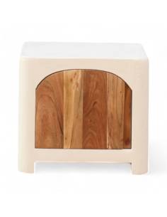 Chevet effet béton et bois d’acacia SANTORIN 2