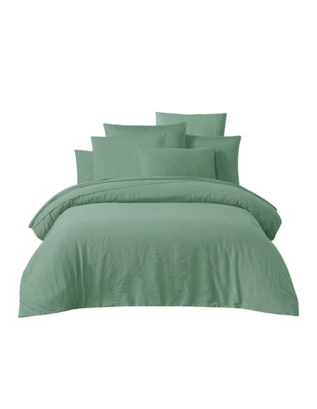 Drap plat en satin de coton lavé TALOA Harmony - Haomy | La Madeleine Déco