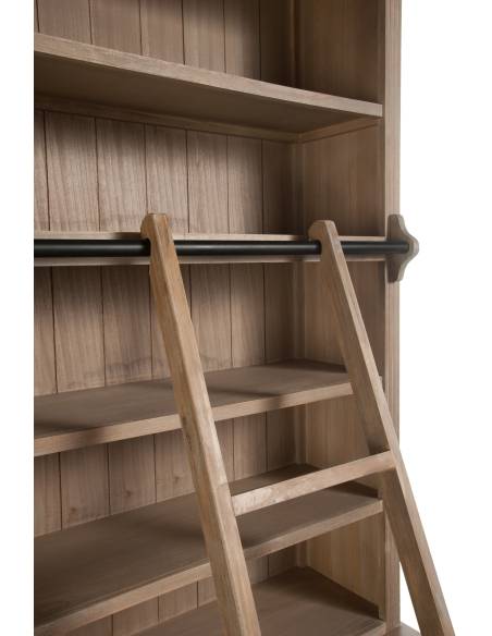 Bibliothèque en bois avec échelle coulissante