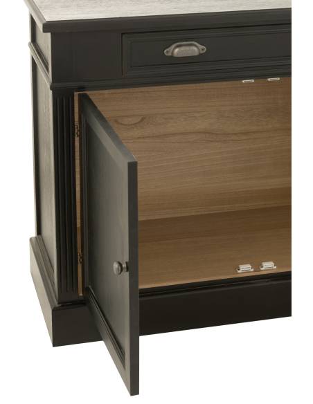 Bibliothèque noire en bois avec échelle coulissante