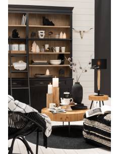 Bibliothèque noire en bois avec échelle coulissante 2