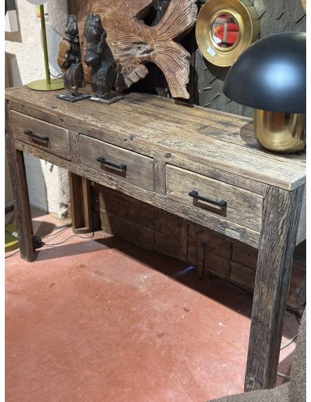 Console bois 3 tiroirs | La Madeleine Déco