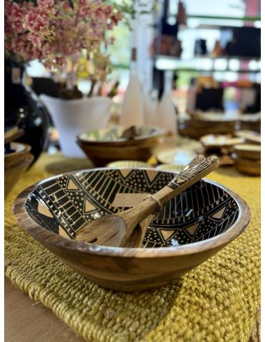 Saladier en manguier Géométrique | La Madeleine Déco