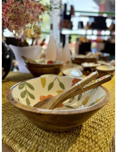 Saladier en manguier Oiseau | La Madeleine Déco