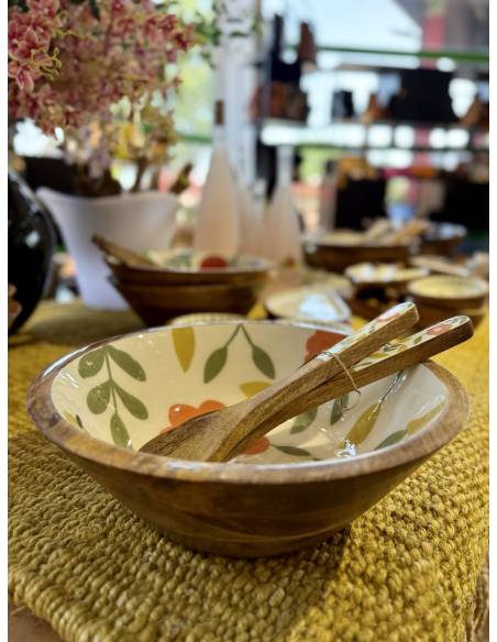 Saladier en manguier Oiseau | La Madeleine Déco